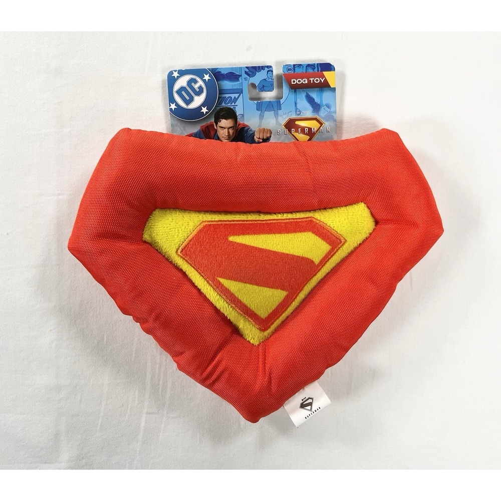 New DC Comics Superman S-Shield Logo Plush Squeaker Dog Toy